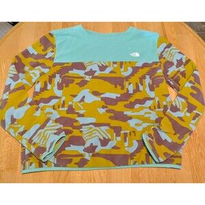 North Face Printed TKA Glacier Crew Wasabi Dazzle Camo Women's XL Fleece Sweater